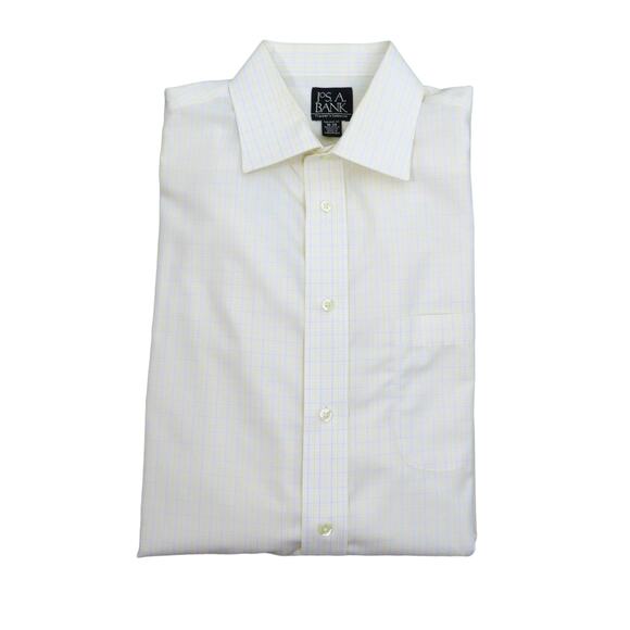 Jos. A. Bank Traveler's Collection Button Down Shirt Yellow Plaid Size 16-34 - Picture 1 of 5